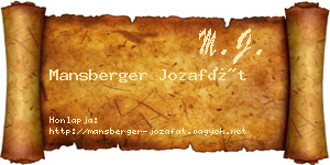 Mansberger Jozafát névjegykártya
